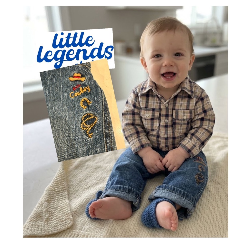 Little Legends Baby Boy Western Plaid Pearl Snap Shirt and Cowboy Jeans Set 3/6M